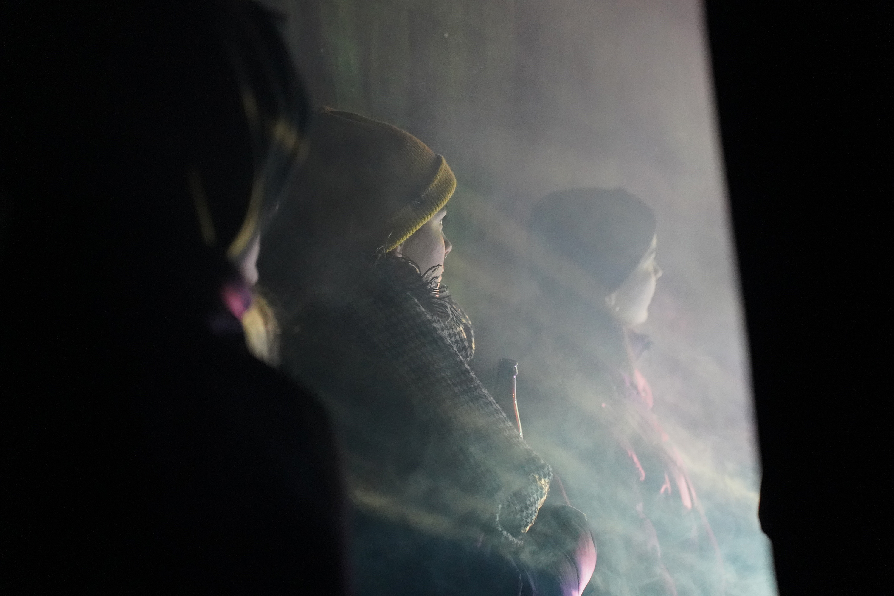 Visitors in fog